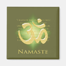 Namaste - I bow to you (in green) Fridge Magnet