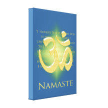 Namaste with Om symbol Stretched Canvas Print