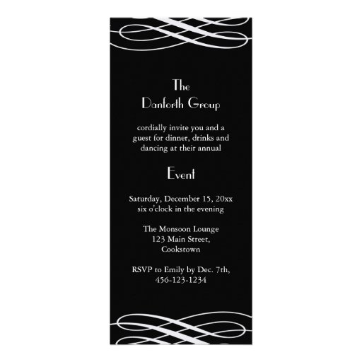 Name your Event Black with Silver Ribbons Custom Invite