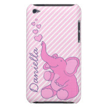Named cute pink elephant ipod touch case