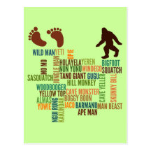 Names For Bigfoot Post Cards