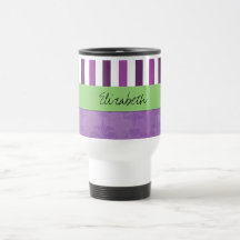 Names Initials Monograms Damask Purple, Green Mug