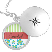 Names Initials Monograms Flowers Green Red Blue Personalised Necklace