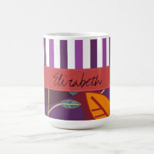Names Initials Monograms Flowers Red Purple Orange Coffee Mugs