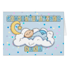 Nana New Baby Boy Congratulations Greeting Cards