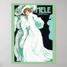 Napoli, E. & A. Mele & Ci. Vintage Art Nouveau Print