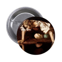 Narcissus, Caravaggio Pinback Buttons