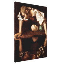 Narcissus, Caravaggio Stretched Canvas Print