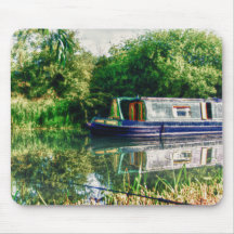 Narrow boat on the River Nene mousemat Mousepad