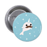 Narwhal with Moustache Pinback Button