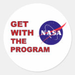 NASA Get With The Program Round Stickers