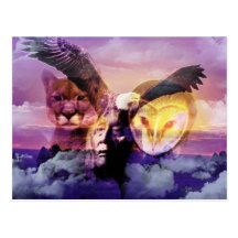 Native American Indian Warrior Post Card