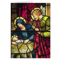 Nativity in stained glass greeting cards
