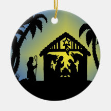 Nativity Silhouette Joy to the World Christmas Ornaments