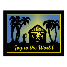 Nativity Silhouette Joy to the World Post Card