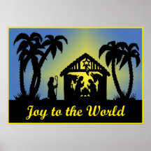 Nativity Silhouette Joy to the World Posters
