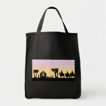 Nativity Silhouette Wise Men on the Horizon Tote Bags