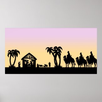 Christian Poster: Nativity Silhouette Wise Men on the Horizon