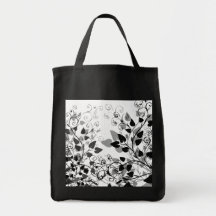 Natures Black White Floral bag