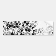 Natures Black White Floral bumper sticker