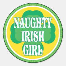 Naughty Irish Girl Round Stickers