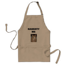 NAUGHTY ME APRON WITH KITTY HUMOR