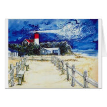 Nauset Light Conferring with the Moon Card