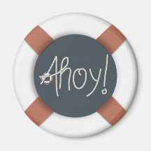 Nautical Ahoy Rope Text & Lifesaver Magnet