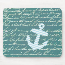 Nautical anchor in turquoise teal mouse pad