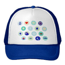 Nautical Blue Sailor Pattern Mesh Hats