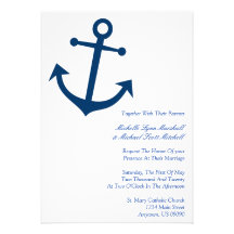 Nautical Boat Anchor Wedding Invites (Dark Blue)