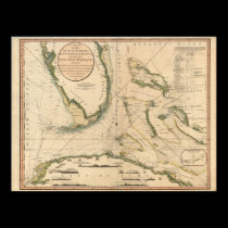 Nautical Chart of the Gulf of Florida posters
