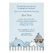 Nautical Little Whale Baby Shower Invitations
