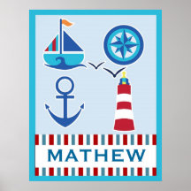 Nautical Personalised Name Art Print