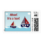 Nautical Sailboat Baby Boy Baby Shower Stamps