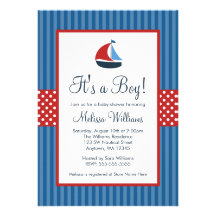 Nautical Sailboat Stripes Baby Shower Invitations