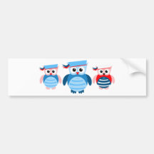 Nautical Sailor Owls Bumper Sticker