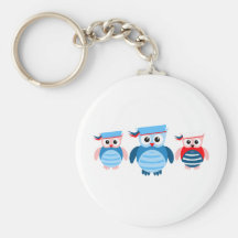 Nautical Sailor Owls Key Chain