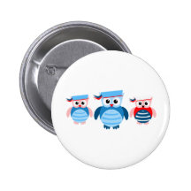 Nautical Sailor Owls Pinback Button