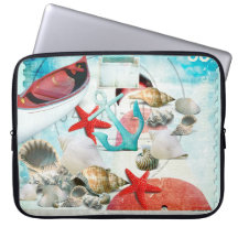 Nautical Seashells Anchor Starfish Beach Theme Computer Sleeves