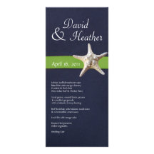 Nautical Starfish Navy and  Kelly Green Menu Custom Rack Card