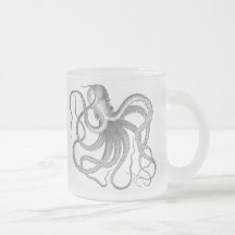 Nautical steampunk octopus frosted mug.