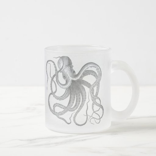 Nautical steampunk octopus frosted mug.