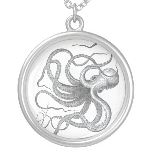 Nautical steampunk octopus silver necklace