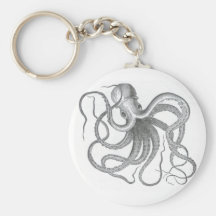 Nautical steampunk octopus vintage design keychain