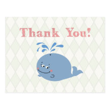 Nautical Style Blue Whale Kid's Party - Postcards
