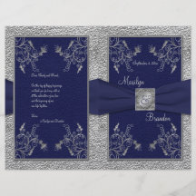 Navy and Pewter Wedding Program Full Color Flyer