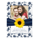 Navy and White Floral Damask Save the Date Invite