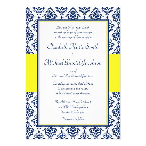 Navy Blue and Yellow Damask Wedding Invitations - Zazzle.com.au Navy Blue and Yellow Damask Wedding Invitations - Zazzle.com.au