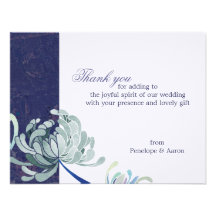 Navy Blue Asian Mum Wedding Thank You Flat Cards Custom Invite
